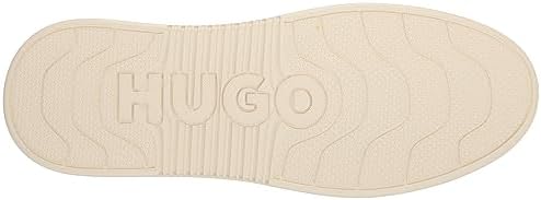 HUGO Mens Cupsole Leather Lace Up Sneaker, Cloud White, 8 US | Image 3