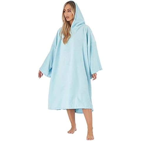 Brentfords Towel Poncho Adult Hooded Large Bath Swim Surf Beach Absorbent Microfiber Dry Changing Robe for Men Boys Quick Dry, Sky Blue Cover