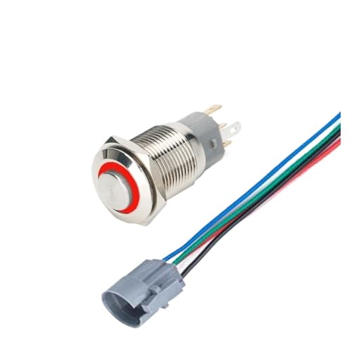 Interruptor de metal 16mm momentáneo ideal para salpicaderos de coches y camper 12V