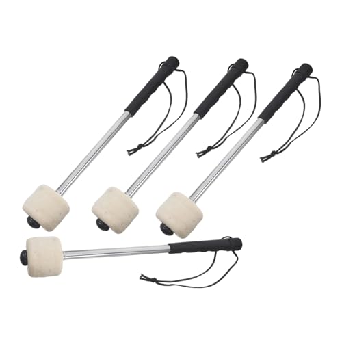 Baquetas ERINGOGO para bombo de marcha, 4 piezas, mango ergonómico, acero inoxidable y fieltro, para percusión y presentaciones en escenario