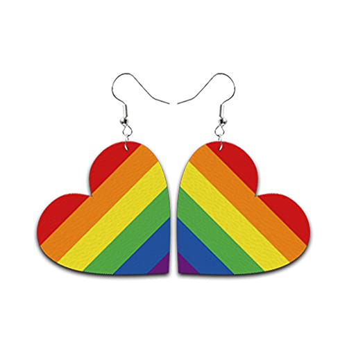 Rainbow Love Pride Leather Dangle Earrings Colorful Lgbt Gay Lesbian Earrings For Women Girls Jewelry(A) #TOP7