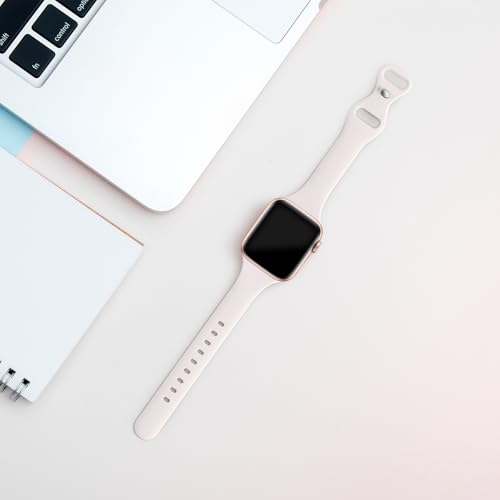 Image of Acrbiutu Bands Compatible with Apple Watch 38mm 40mm, Slim Thin Narrow Replacement Silicone Sport Strap for iWatch SE Series 1 /2 /3 /4 /5 /6, Ironstone 38mm /40mm