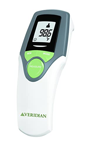 Image of Veridian Healthcare Infrared Thermometer | Forehead Measurements | 1-Second Readout | Hygienic Non-Contact | Whole Family Care | 3-Year Warranty (Pack of 2)