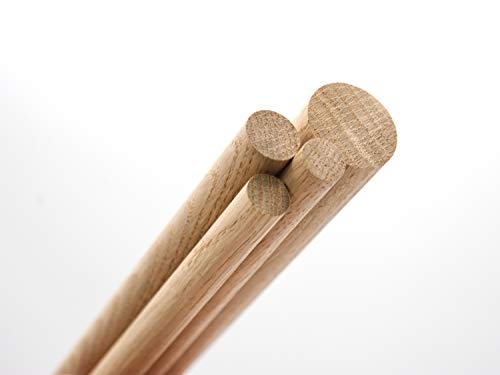 10 Stk Rundstab aus Eiche 10 mm, Länge 100 cm - Holzstäbe aus Eiche made in Austria
