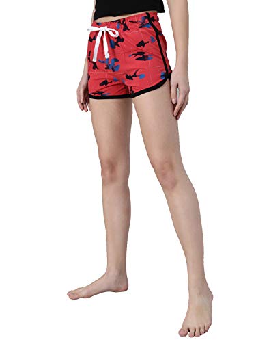 Image of KOTTY Red Printed Women Night Shorts (Red-32)