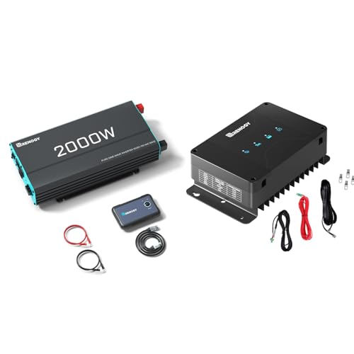 Image of Renogy 2000W Pure Sine Wave Inverter & 50A DC-DC Charger with MPPT Bundle - Complete Mobile Power Solution for Solar & Alternator Charging