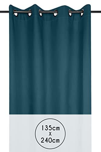 Rideau dressing oeillets masquer desordre chambre bleu vert 135x240 - 3