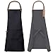 Bibykivn Delantales de Cocina con 2 Bolsillo Impermeables Ajustables Delantal para Cocina, para Mujeres Hombres Delantal Chefs Cocina para Cocinar Hornear Café Barbacoa Jardín (Negro)