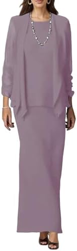 Chiffon Fall Mother of The Bride Dresses for Wedding Long Sleeve ...