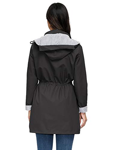 Women Long Raincoat Waterproof Rain Jacket Outwear Winbreaker Lightweight Trench Coat B-L
