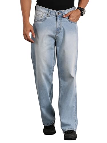 Image of Thomas Scott Men's | Relaxed Fit | Mild Wash | Wide Leg | Baggy fit | Casual | Jeans for Men (TSJ308 LightBlue 36)