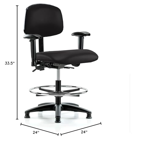 Image of Perch Task Chair with Foot Ring, Glides, 21 inch-28.25 inch, Black Vinyl