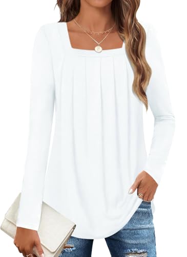 Elesomo Bluse für Damen T Shirt Elegante Shirts Lässige Langarm Oberteil...