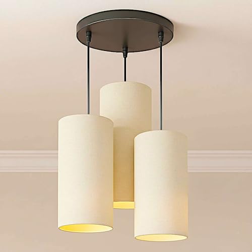 Image of 3 Set Hanging Cluster Light - Pendant Lamps in Cylindrical Shape for Living Rooms /Bed Rooms (Off White)