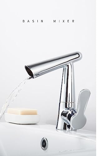 Mitigeur de lavabo anti-éclaboussures cascade noir chrome pour évier - 2