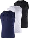 Sleeveless Hoodie Men Hooded Tank Top Workout Sweatshirt Athletic Dry Fit Shirts 3 Pack Gym Muscle M