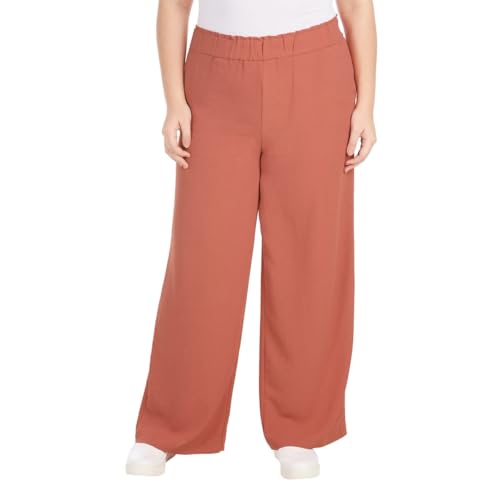 Hilary Radley Women's Wide Leg Crinkle Pants With Elasticwaistband (Red, XL), X-Large4