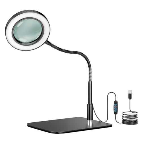Lampe loupe LED réglable avec support en métal et intensité variable