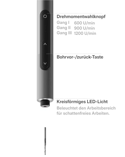HOTO SNAPBLOQ™ D - A03 Mini - Bohrmaschine: USB - C - ladbar, dreistufige Drehzahl, mit 20 Bohrerbits, geeignet für Schmuckherstellung, Bohren in Harz, Holz & Kunststoff sowie DIY - Projekte