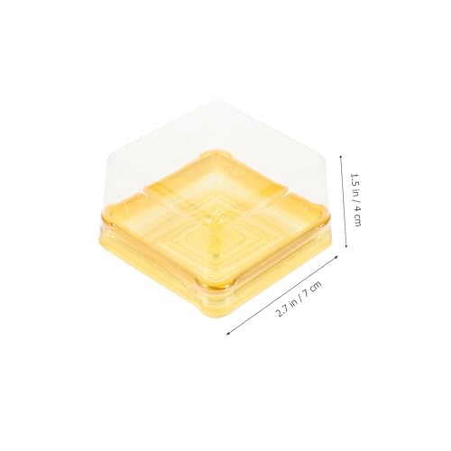 BESTonZON 50PCS Plastic Moon Cake Box, Small Golden Square Cupcake Containers for Yolk Puff, Storage Packaging for Desserts, Mini Cake Box, Muffin Box, Mung Bean Cake Snow Mei Niang Box - Thumbnail 5