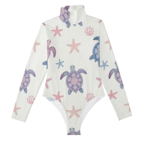 Body de manga larga para mujer GuoChe con estampado de tortuga y estrellas