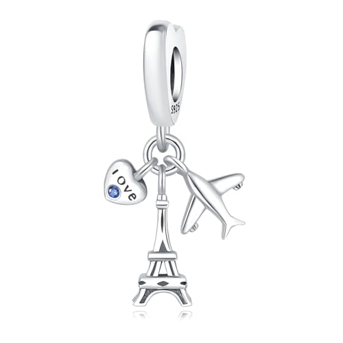 Eiffel Tower Sweet Journey Pendant Charm, 925 Sterling Silver Charm Bracelet Accessory, Compatible with Pandora Bracelet Neckalce