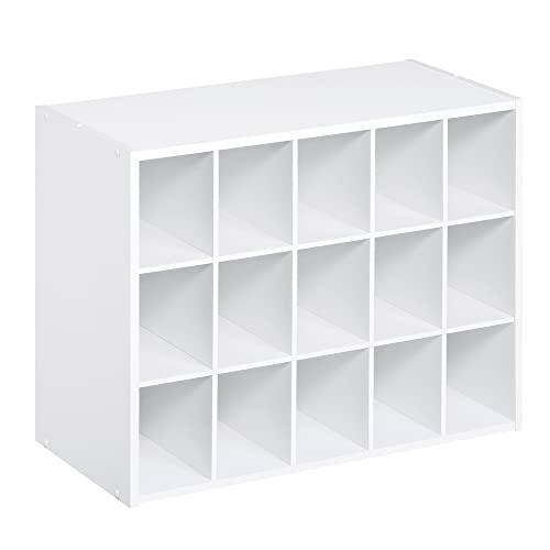 Image of ClosetMaid 15 Cube Stackable Storage Organizer for Shoes Bags, Crafts, Hobbies with Wood Shelves, for Closet, Entryway or Mudroom, White