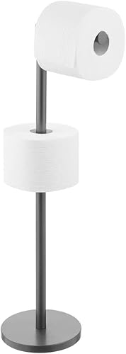 mDesign Soporte moderno de acero para papel higiénico soporte dispensador de pañuelos higiénicos para organización de almacenamiento de baño