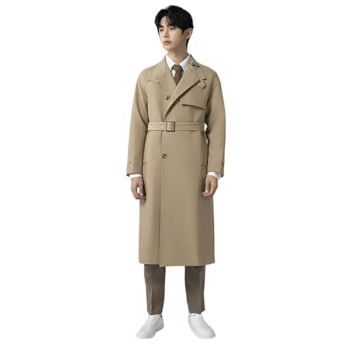 Trench décontracté noir pour homme style britannique long au-dessus du genou