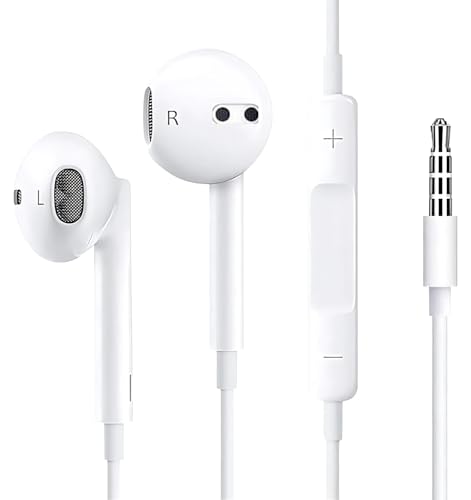 Earphones, In-Ear Headphones Earphones 3.5mm Jack Wired Earbuds with Microphone Mic, Noise Isolating Earbuds Deep Bass Corded In-Ear Headphones for i-Phone, Samsuing & More device (White)