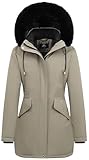 MOERDENG Women's Long Winter Down Coat Thicken Fleece Lined Parka Warm Puffer Jacket With Faux Fur Detachable Hood