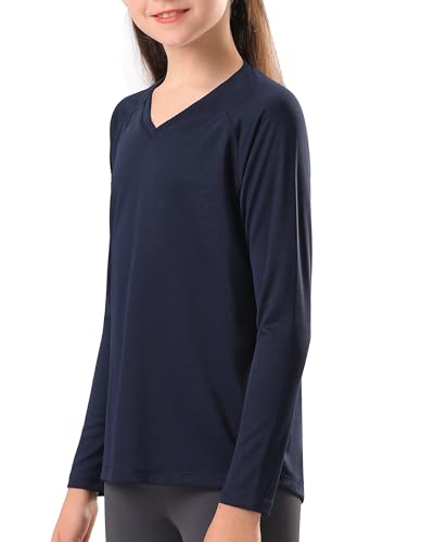 Stelle Youth Girls Athletic Performance Long Sleeve Shirts V Neck Moisture Wicking Base Layer Undershirt4