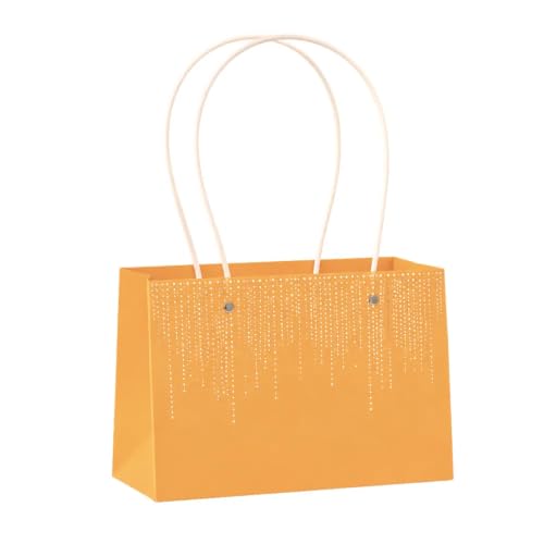 Image of Oasis Pack of 10 Orange Texture Print Flower Hamper Bags | Premium Floral Packaging Bags for Rakhi Gift Hampers, Flower Bouquets, Wedding, Return Gifts, Decorative Presentation & Florist Supplies