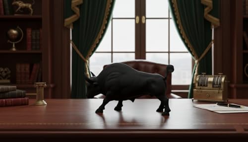 Image of Stock Market Bull Statue Showpiece for Office Desk, Bull Figurine, Share Market Decor, Gift for Traders Investors, Wealth Symbol(Black)