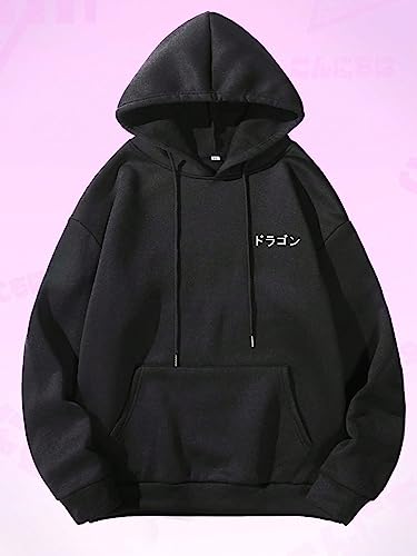 Men's Hoodies Graphic Print Long Sleeve Drawstring Pullover Sweatshirt with Pocket Trendy2