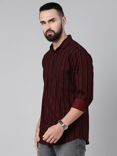Image of Majestic Man Men's Standard Slim Fit Striped Pure Cotton Casual Shirt