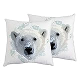 Printed Throw Pillow Cover a Polar Bear Realistic Vector,Multi-Size Decorative Square Pillow Cover 2