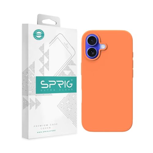 Image of SPRIG Compatible with iPhone 16 Premium SilkMag (Liquid Silicone Magnetic) Back Cover Drop Tested Shock Proof Mobile Case for Men, Women, Boys and Girls with Camera Protection (Light Orange)