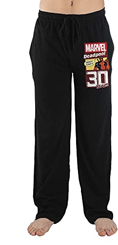Marvel Comic Book Universe Deadpool Superhero Mens Black Sleep Pajama Pants