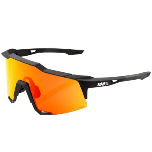 Image of 100% SPEEDCRAFT Sport Performance Cycling Sunglasses SOFT TACT BLACK - HiPER Red Multilayer Mirror