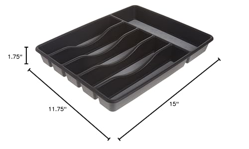 Rubbermaid No-Slip Silverware Tray Organizer, Large, Black with Grey by Rubbermaid