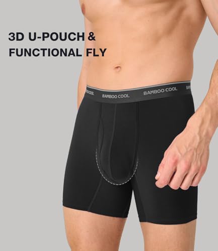 Image of BAMBOO COOL Men's Underwear Breathable Boxer Briefs with Fly Moisture-Wicking Lightweight Underwear 7-Pack