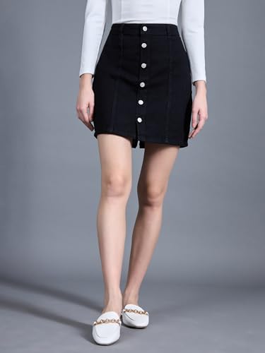 Image of Miss Chase Women's Straight High Rise Mini Denim Skirt