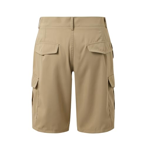 lozssnigzi Kurze Cargohose Damen, Schnelltrocken Wandershorts Zip Off Cargo Shorts Outdoor Bequeme Atmungsaktiv Arbeitsshorts Sommer Knielang Arbeitshose Mit Mehrfach-Taschen Kurze Hose, Beige, M