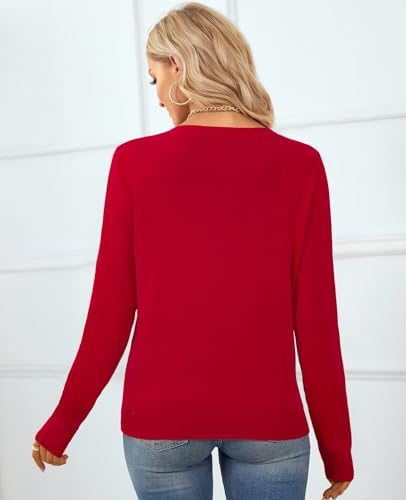 Image of QUALFORT Women's 100% Cotton Sweater, Basic Lightweight Long Sleeve Pullover