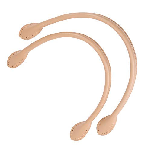 2Pcs Ledertasche Griffe, Echtes Leder Tasche Riemen Griff mit Löchern Echtes Leder Geldbörsen Riemen mit Ohr Form Ende DIY Hand Machen Zubehör für Leder Geldbörse Handtasche[Beige] Taschenherstellung