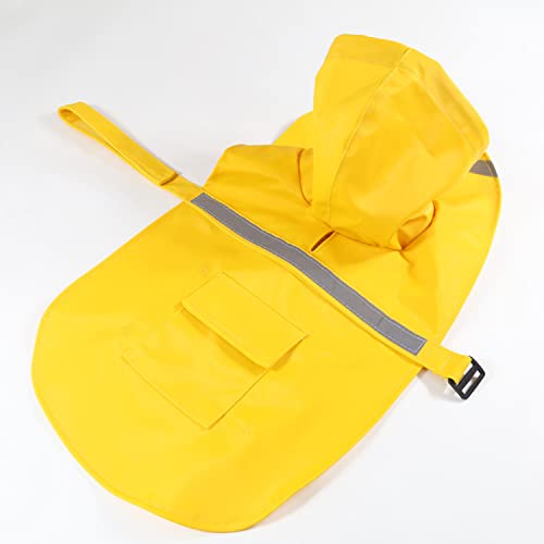 Ocsoso Dog Raincoat, Waterproof Dog Rain Jacket Hooded Support Harness, Dog Rain Coat With Reflective Strip Design For Small Medium And Large Dogs (Yellow, S/M Back: 14"(35Cm)) #TOP1