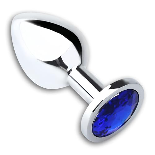 Image of Deluxe Metal Anal Plug, Graceful Waterdrop Contour with Lustrous Blue Gemstone Accent - Durable, Body-Safe & Aesthetically Pleasing for Elevated Intimate Experience