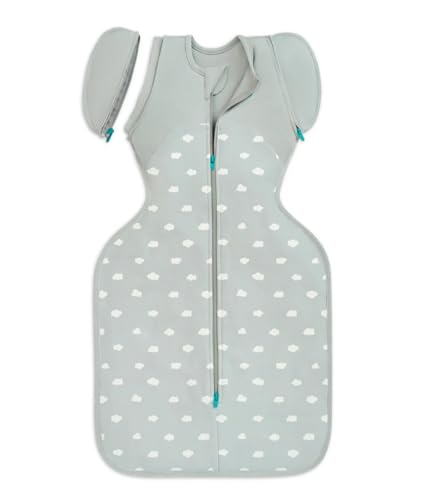 Love To Dream Swaddle Up Transition, Medium 6-8.5 kg, North Star White, Snug Fit, Zip-Off Wings, 1.5 Tog Suitable for Mild Temperature (18-22°C), Machine Washable & Double Zip for Easy Nappy Change