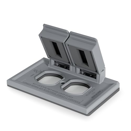 ELEGRP Horizontal Outdoor Cover for Duplex Receptacles, 2-Hole Weatherproof Wall Plate, Outdoor...